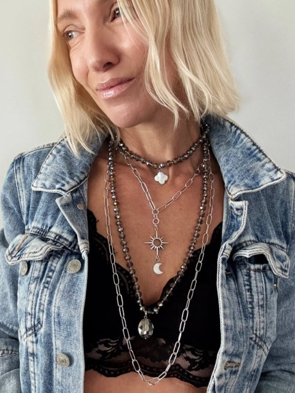 RARE Katia Designs "Just Breathe" Starburst Fusion Necklace Layering BUNDLE